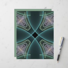 Moderne Teal Geometrische Fractale Kunst Grafisch