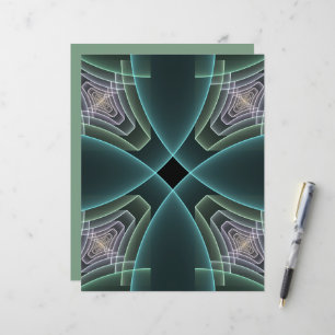 Moderne Teal Geometrische Fractale Kunst Grafisch