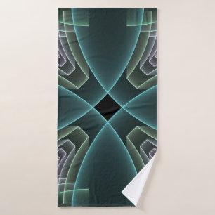 Moderne Teal Geometrische Fractale Kunst Grafisch Badhanddoek