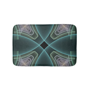 Moderne Teal Geometrische Fractale Kunst Grafisch Badmat