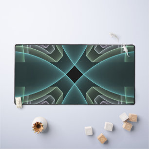 Moderne Teal Geometrische Fractale Kunst Grafisch Bureaumat
