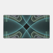 Moderne Teal Geometrische Fractale Kunst Grafisch Bureaumat (Voorkant)