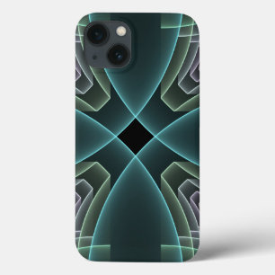 Moderne Teal Geometrische Fractale Kunst Grafisch Case-Mate iPhone Case