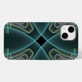 Moderne Teal Geometrische Fractale Kunst Grafisch Case-Mate iPhone Case (Achterkant (horizontaal))