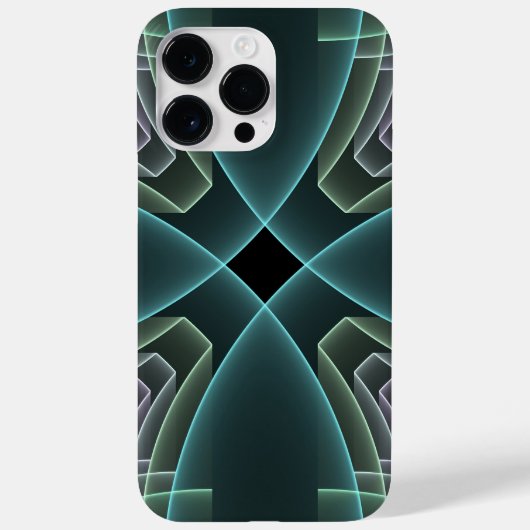 Moderne Teal Geometrische Fractale Kunst Grafisch Case-Mate iPhone Case (Achterkant)