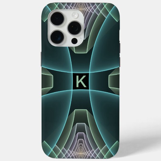 Moderne Teal Geometrische Fractale Kunst Grafisch Case-Mate iPhone Case (Achterkant)