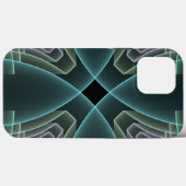 Moderne Teal Geometrische Fractale Kunst Grafisch Case-Mate iPhone Case (Achterkant (horizontaal))