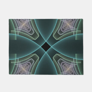 Moderne Teal Geometrische Fractale Kunst Grafisch Deurmat