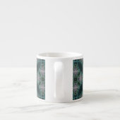 Moderne Teal Geometrische Fractale Kunst Grafisch Espresso Kop (Achterkant)