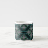 Moderne Teal Geometrische Fractale Kunst Grafisch Espresso Kop (Voorkant)