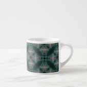 Moderne Teal Geometrische Fractale Kunst Grafisch Espresso Kop (Rechts)
