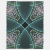 Moderne Teal Geometrische Fractale Kunst Grafisch Fleece Deken (Voorkant)