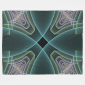 Moderne Teal Geometrische Fractale Kunst Grafisch Fleece Deken (Voorkant (Horizontaal))