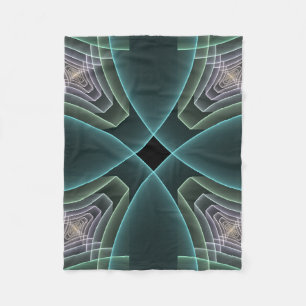 Moderne Teal Geometrische Fractale Kunst Grafisch Fleece Deken