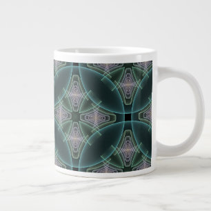 Moderne Teal Geometrische Fractale Kunst Grafisch Grote Koffiekop