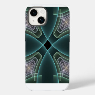 Moderne Teal Geometrische Fractale Kunst Grafisch iPhone 14 Hoesje
