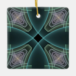 Moderne Teal Geometrische Fractale Kunst Grafisch Keramisch Ornament