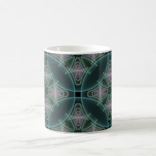 Moderne Teal Geometrische Fractale Kunst Grafisch Koffiemok