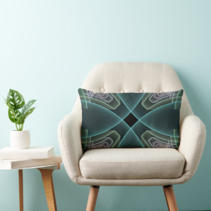 Moderne Teal Geometrische Fractale Kunst Grafisch Kussen