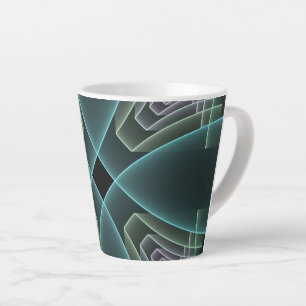 Moderne Teal Geometrische Fractale Kunst Grafisch Latte Mok