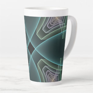 Moderne Teal Geometrische Fractale Kunst Grafisch Latte Mok