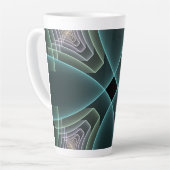 Moderne Teal Geometrische Fractale Kunst Grafisch Latte Mok (Linkerhoek)