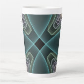 Moderne Teal Geometrische Fractale Kunst Grafisch Latte Mok (Voorkant)
