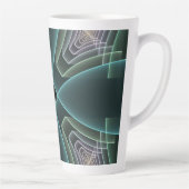 Moderne Teal Geometrische Fractale Kunst Grafisch Latte Mok (Rechts)