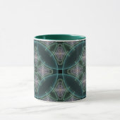 Moderne Teal Geometrische Fractale Kunst Grafisch Mok (Midden)