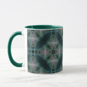 Moderne Teal Geometrische Fractale Kunst Grafisch Mok (Links)