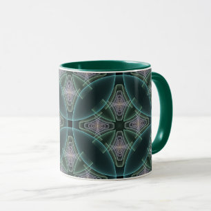 Moderne Teal Geometrische Fractale Kunst Grafisch Mok