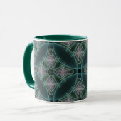 Moderne Teal Geometrische Fractale Kunst Grafisch Mok (Voorkant links)