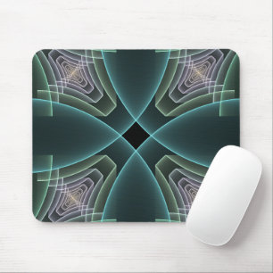 Moderne Teal Geometrische Fractale Kunst Grafisch Muismat