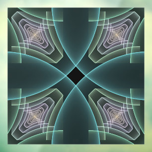 Moderne Teal Geometrische Fractale Kunst Grafisch Raamsticker