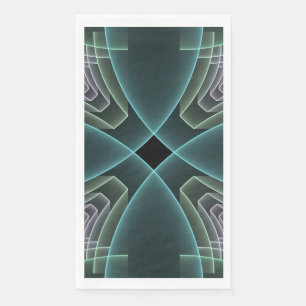 Moderne Teal Geometrische Fractale Kunst Grafisch Servet