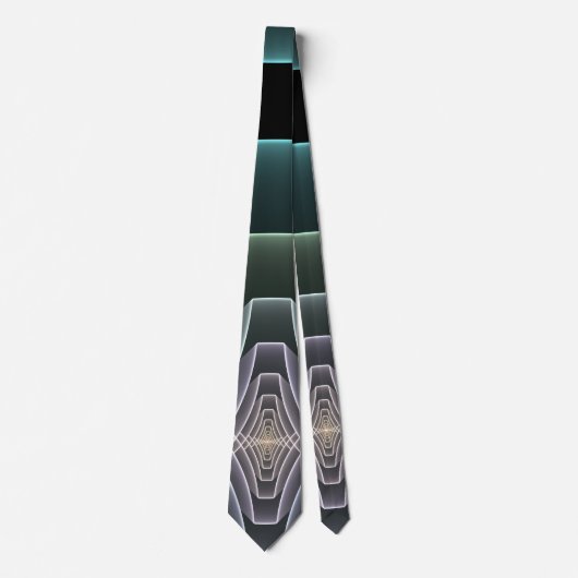 Moderne Teal Geometrische Fractale Kunst Grafisch Stropdas (Voorkant)