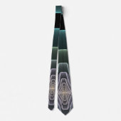 Moderne Teal Geometrische Fractale Kunst Grafisch Stropdas (Achterkant)