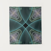 Moderne Teal Geometrische Fractale Kunst Grafisch Wandkleed (Voorkant)