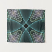 Moderne Teal Geometrische Fractale Kunst Grafisch Wandkleed (Voorkant (horizontaal))