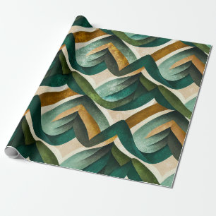 Moderne Teal Gouden Abstract Geometrisch Patroon Cadeaupapier