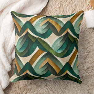 Moderne Teal Gouden Abstract Geometrisch Patroon Kussen