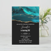 Moderne Teal & Gouden Agaat Steen Abstracte Verjaa Kaart (Staand voorkant)
