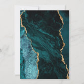 Moderne Teal Gouden Agate Script Bruiloft Kaart (Achterkant)