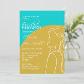 Moderne Teal & Gouden Bruidsuitnodiging Kaart (Staand voorkant)