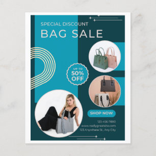 Moderne Teal & Gouden Handtassen Uitverkoop Zakeli Flyer