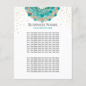 Moderne Teal & Gouden Mandala Bloem Spa Salon Flyer (Voorkant)