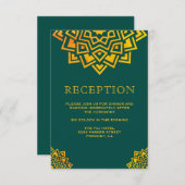 Moderne Teal Gouden Mandala Indische Ontvangst Kaart (Voorkant / Achterkant)