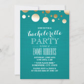 Moderne Teal & Gouden Stippen Linnen Bachelorette  Kaart (Voorkant)