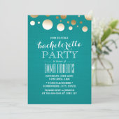 Moderne Teal & Gouden Stippen Linnen Bachelorette  Kaart (Staand voorkant)