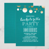 Moderne Teal & Gouden Stippen Linnen Bachelorette  Kaart (Voorkant / Achterkant)